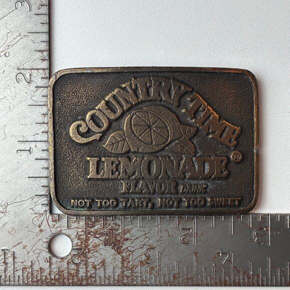 Country Time Lemonade Flavor NOT TO TART, NOT TO SWEET Advertising Belt Buckle - Picture 3 of 4
